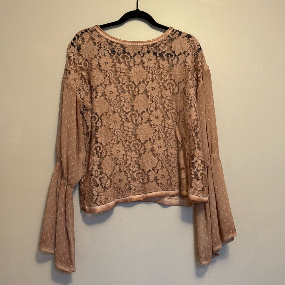 Lace polka dot long sleeve shirt